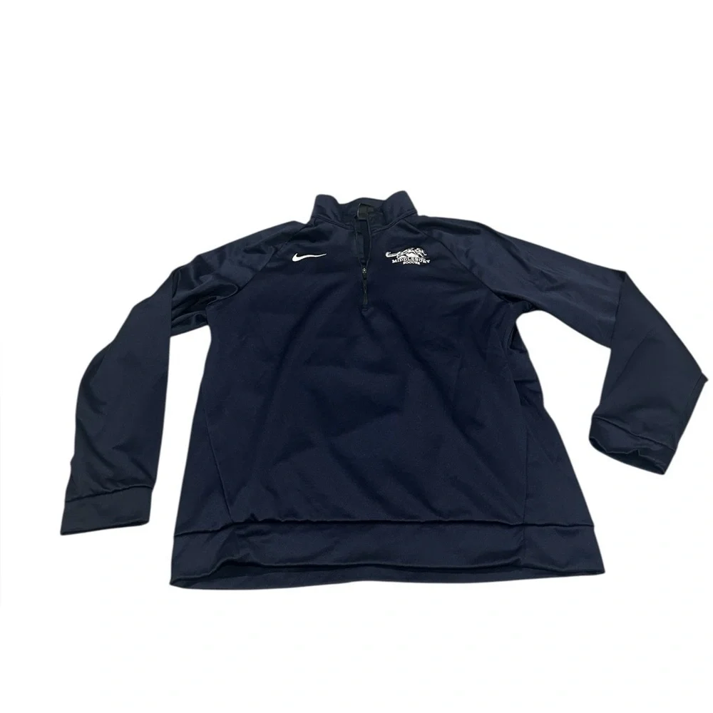 Nike Dri Fit Men’s Middlebury Soccer Quarter Zip Sweatshirt Navy Blue Large
